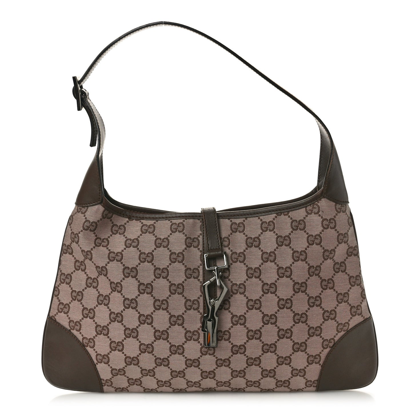 Monogram Lobster Clasp Jackie O Hobo Brown