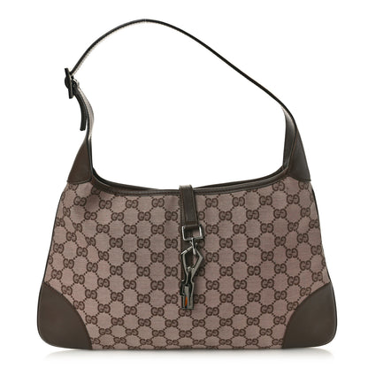 Gucci Monogram Lobster Clasp Jackie O Hobo Brown 1 of 9