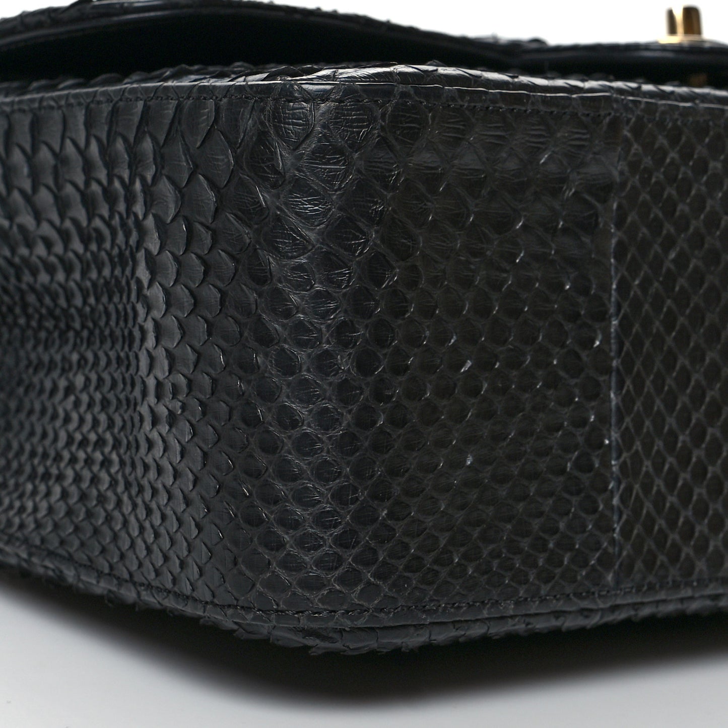 Snakeskin Jumbo Double Flap Black
