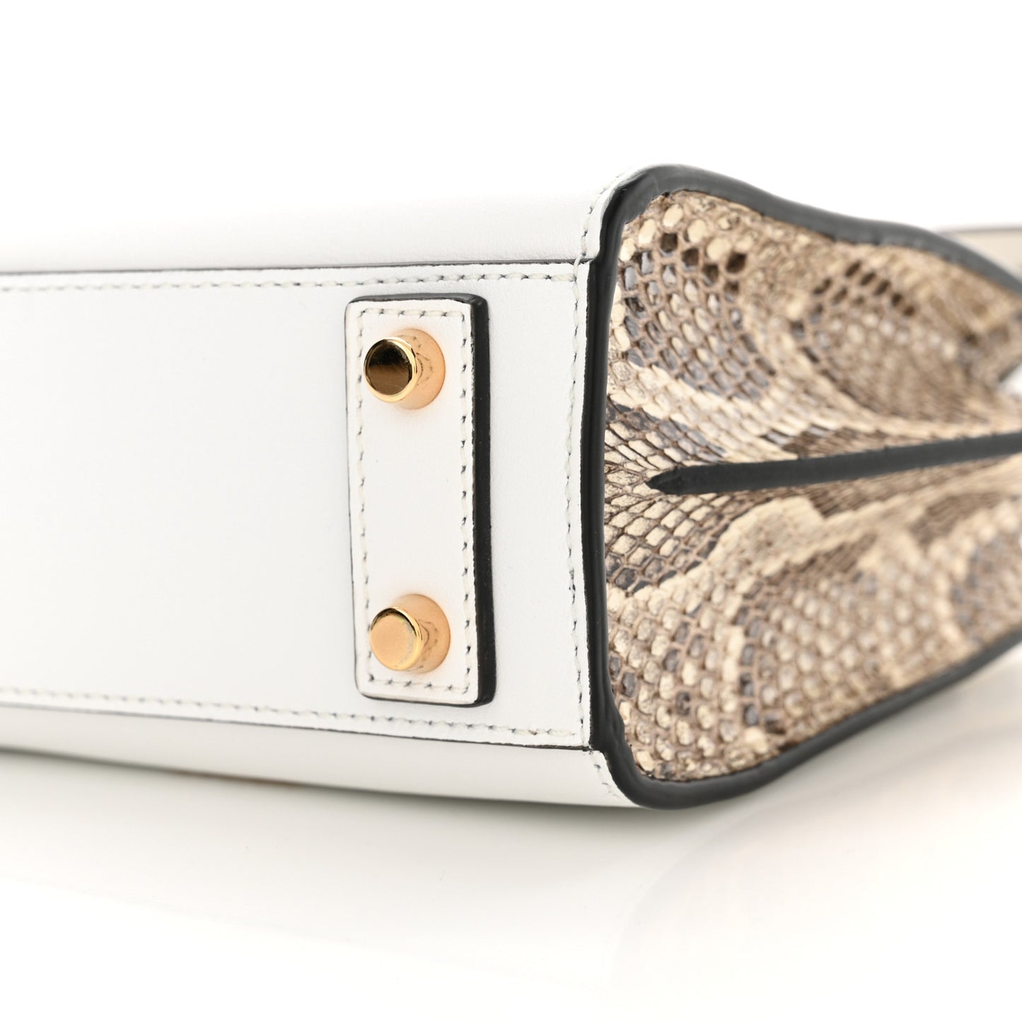 Calfskin Snakeskin Mini Virtus Top Handle Shoulder Tote Optical White Natural