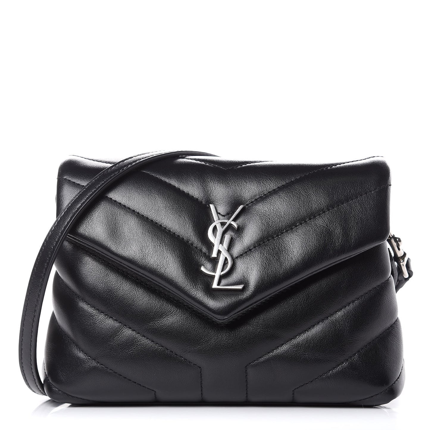 Calfskin Y Quilted Monogram Toy Loulou Crossbody Bag Black