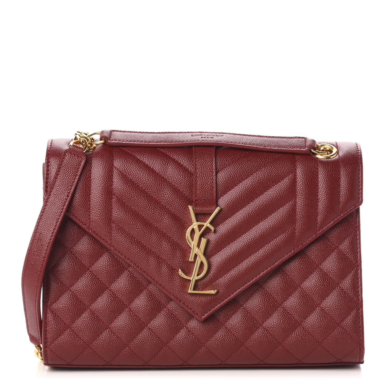 Saint Laurent Grain De Poudre Textured Mixed Matelasse Triquilt Medium Monogram Satchel Oxblood 1 of 11