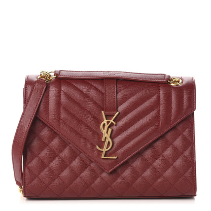 Saint Laurent Grain De Poudre Textured Mixed Matelasse Triquilt Medium Monogram Satchel Oxblood 1 of 11
