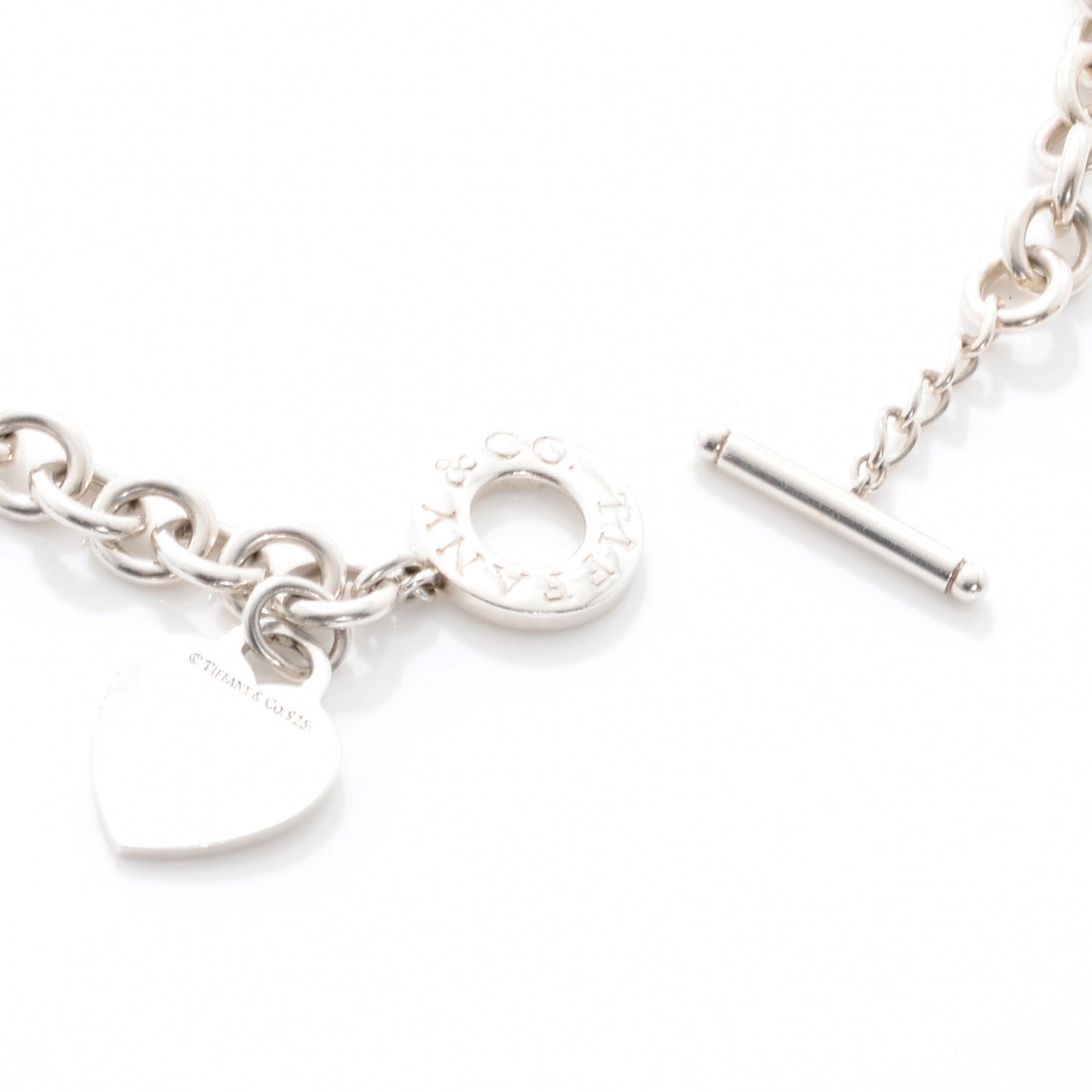 Sterling Silver Heart Tag Toggle Necklace