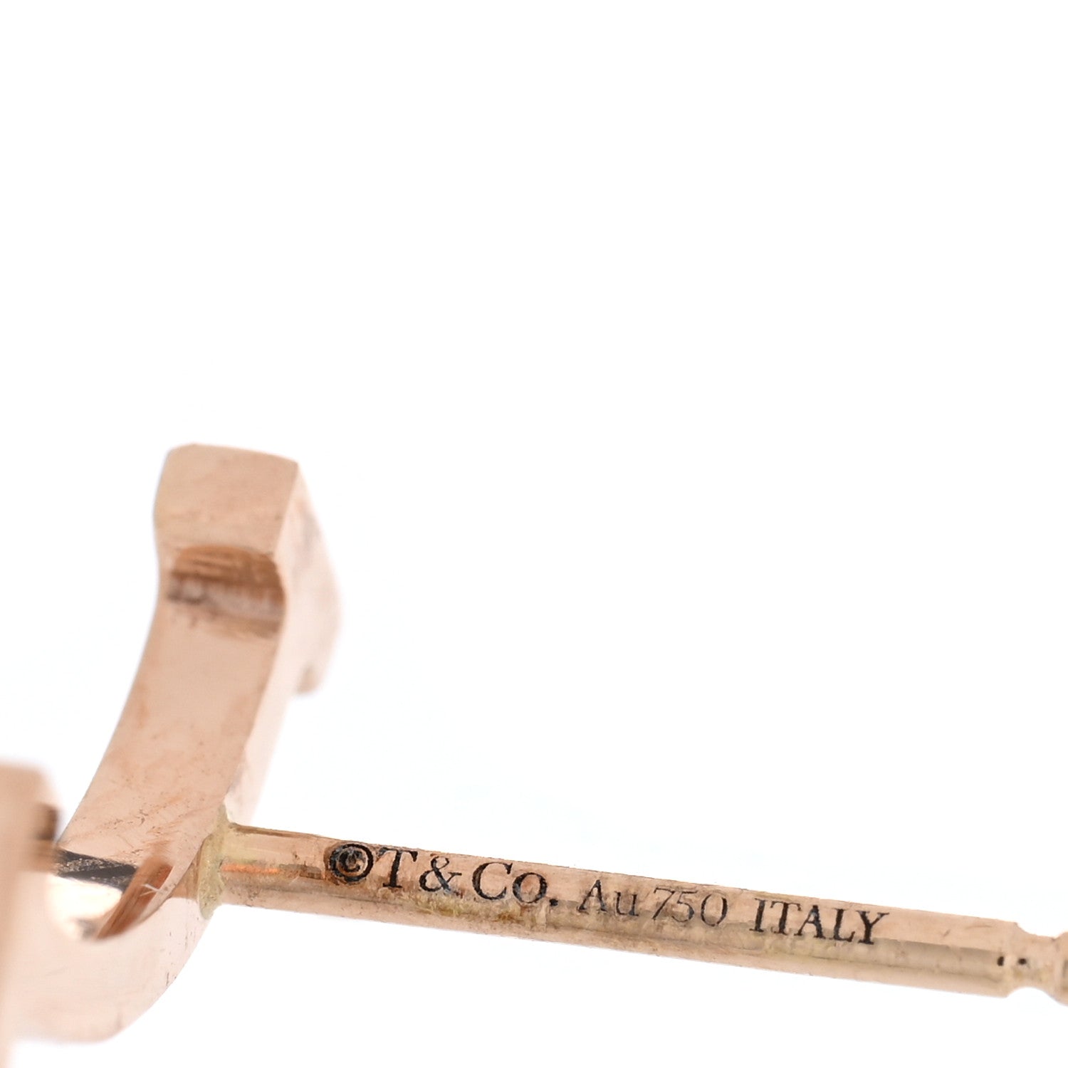 Tiffany 18K Rose Gold T Smile Stud Earrings 4 of 5