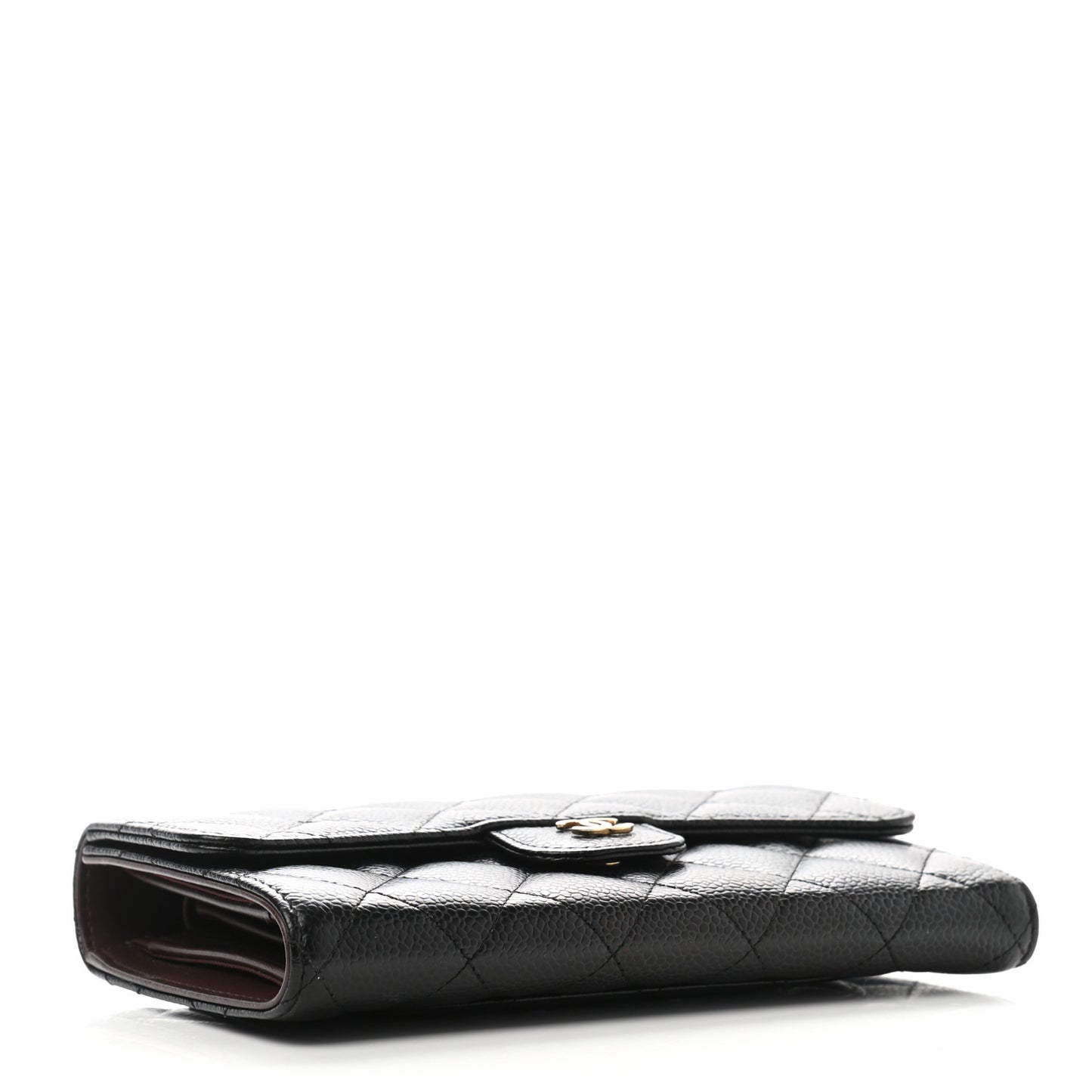Caviar Quilted Large Flap Wallet Black