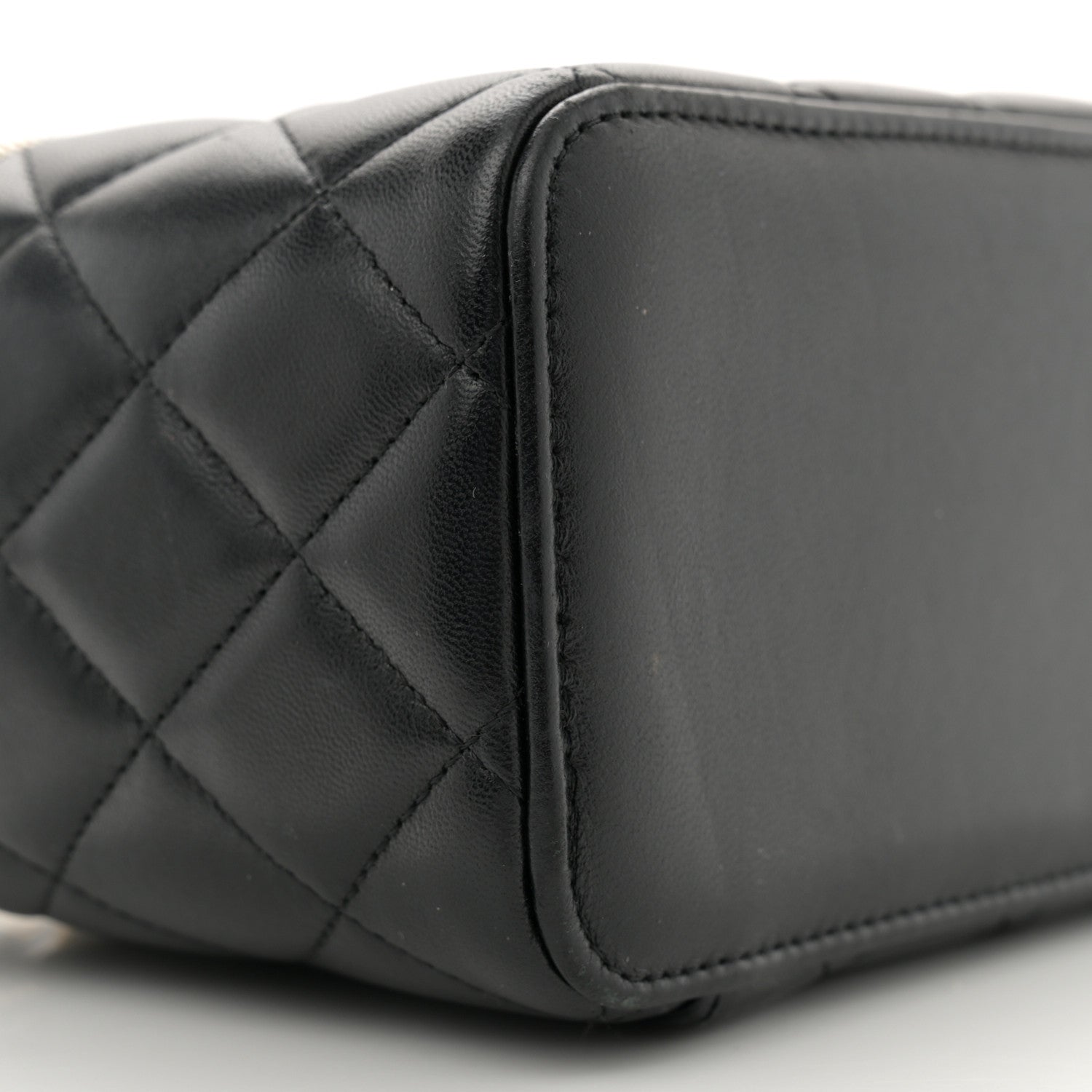 Chanel Lambskin Quilted Small Top Handle Vanity Case With Chain Black 9 of 10
