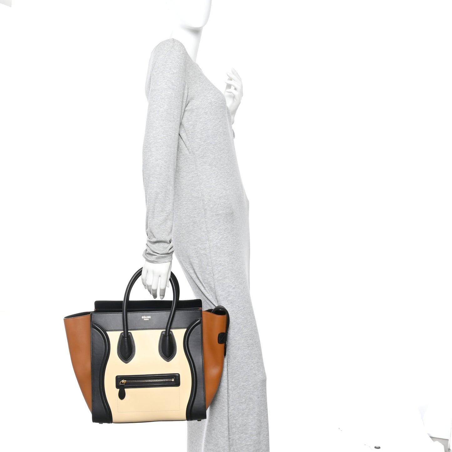 Satin Calfskin Mini Tri-Color Luggage Seashell