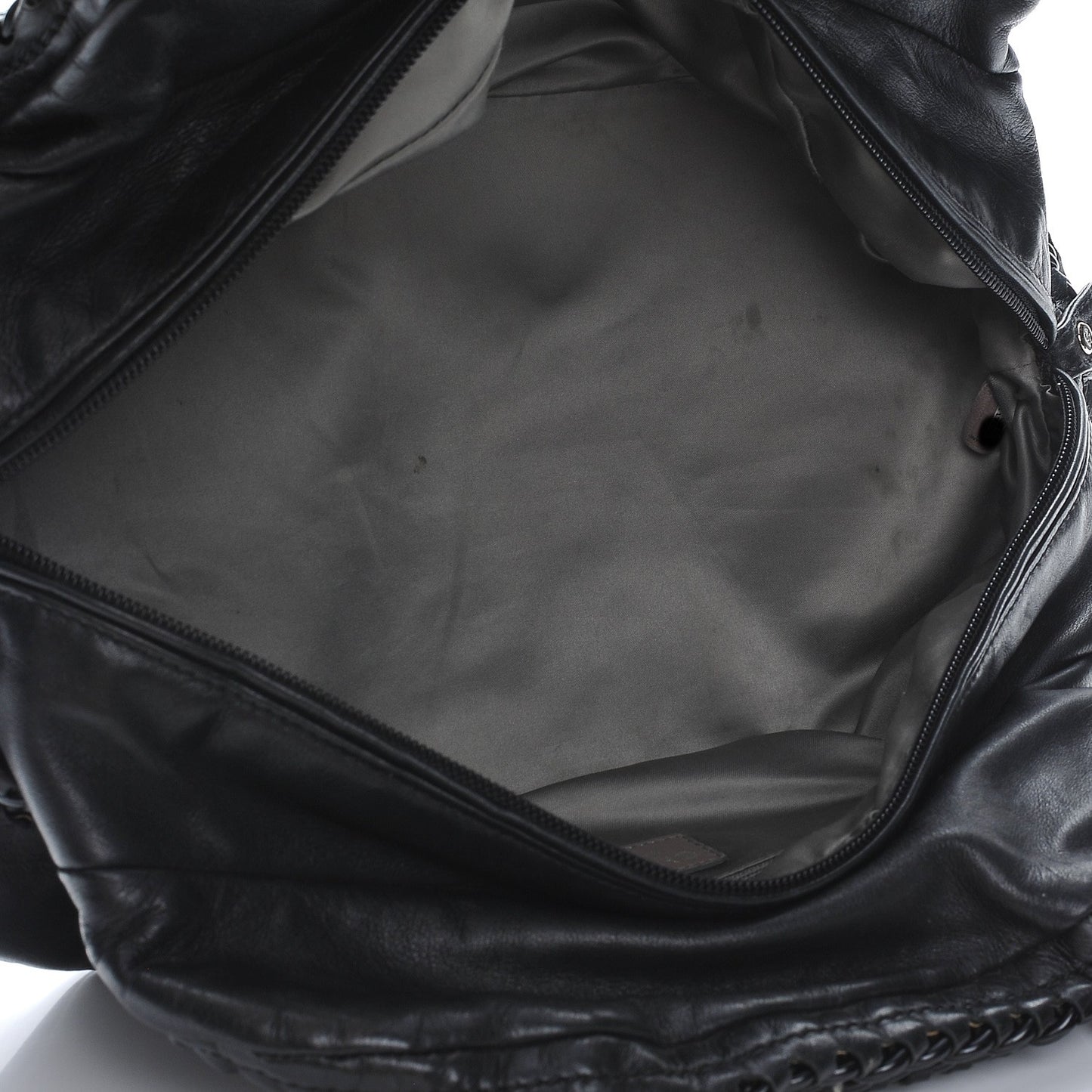 Calfskin Modern Chain Rhodoid Bowling Bag Black