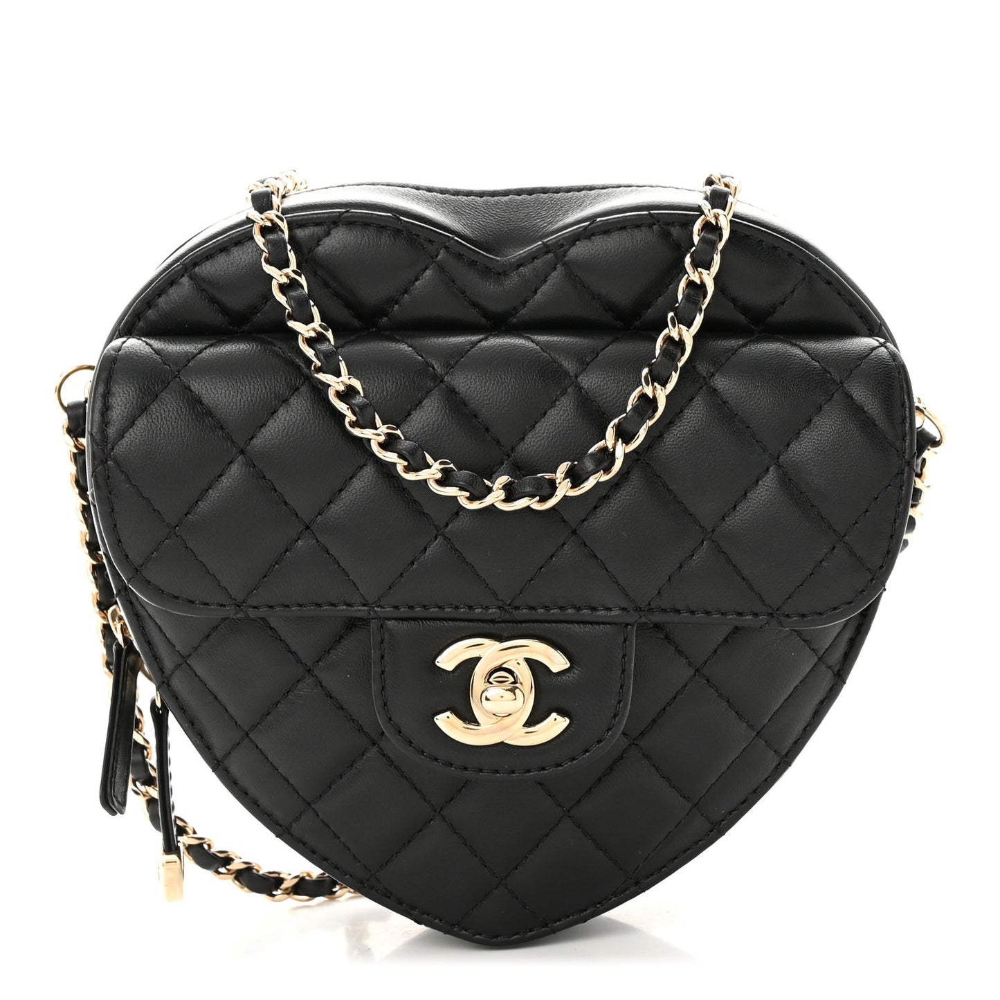 Lambskin Quilted CC In Love Heart Bag Black