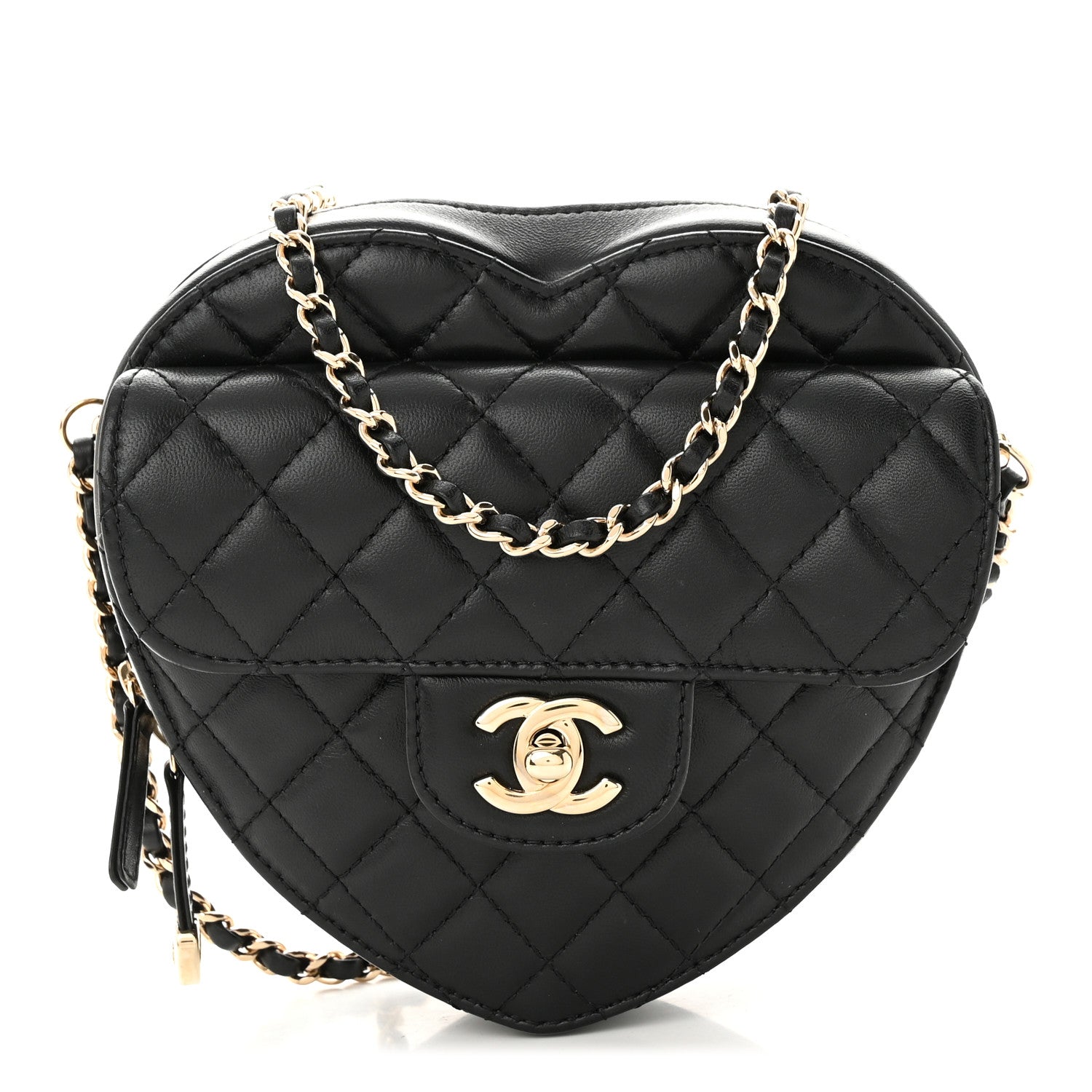 Chanel Lambskin Quilted CC In Love Heart Bag Black 1 of 11