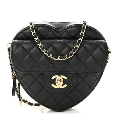 Chanel Lambskin Quilted CC In Love Heart Bag Black 1 of 11