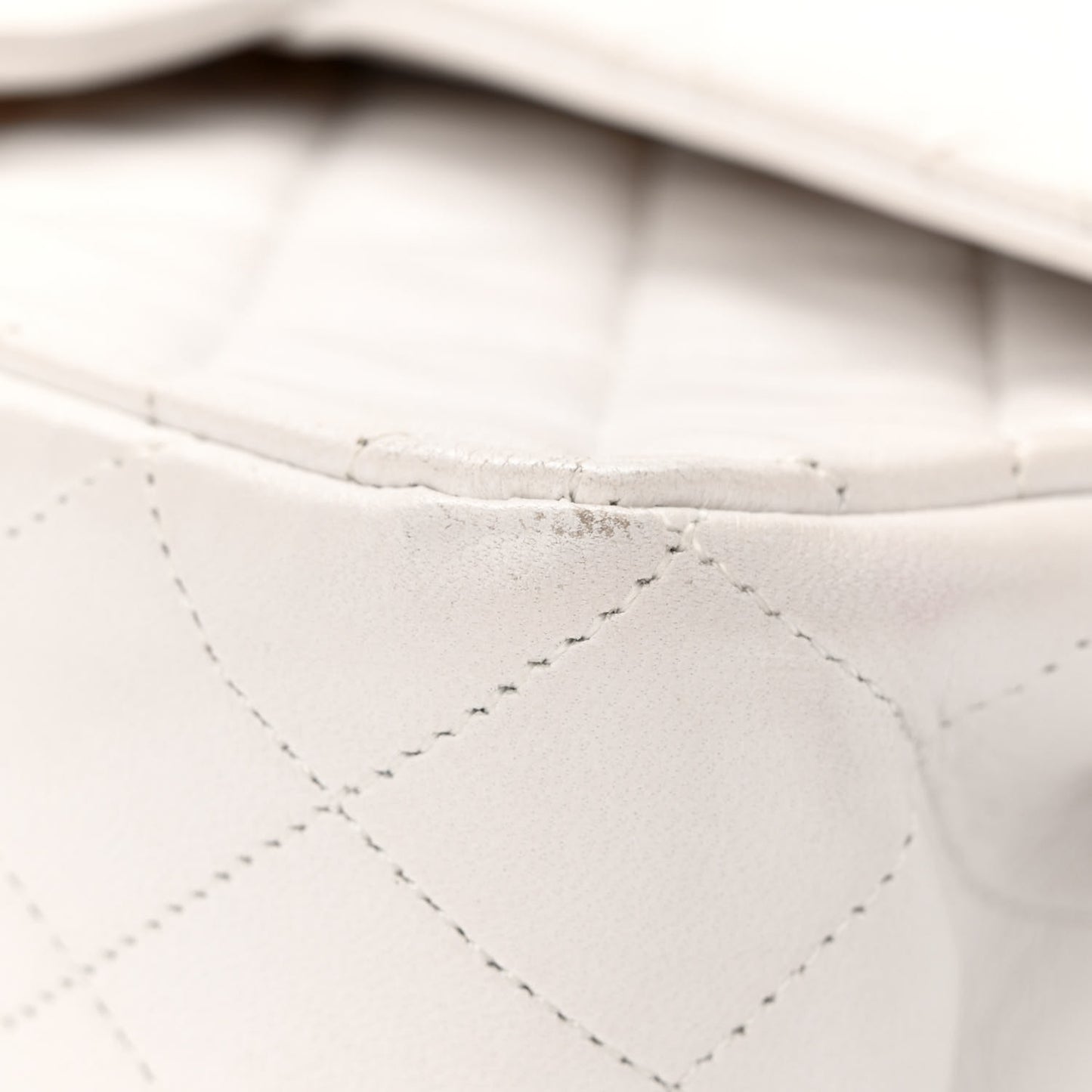 Lambskin Quilted Medium Double Flap White