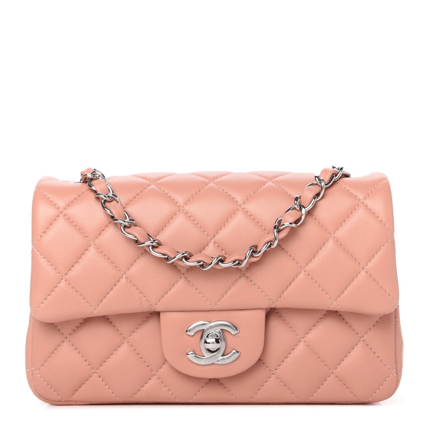 Chanel Lambskin Quilted Mini Rectangular Flap Light Pink 1 of 11