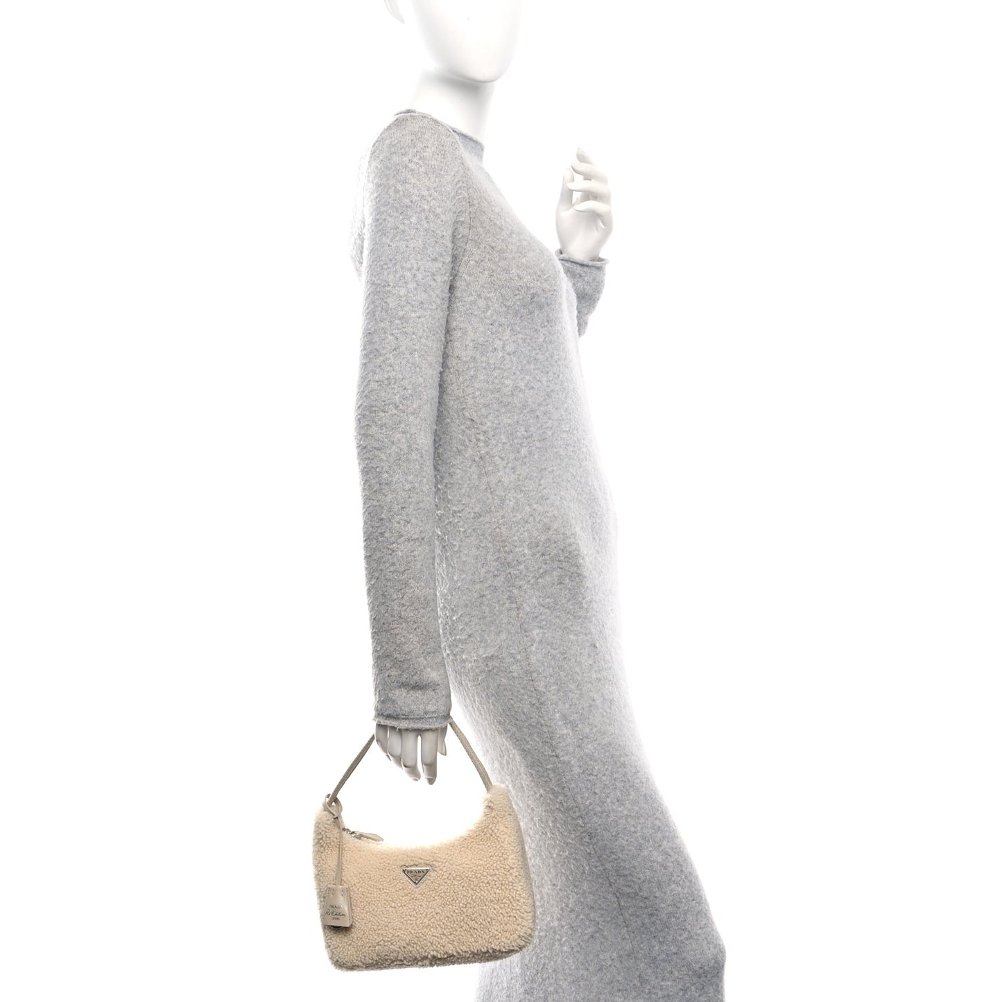 Shearling Mini Re-Edition 2000 Bag Ecru