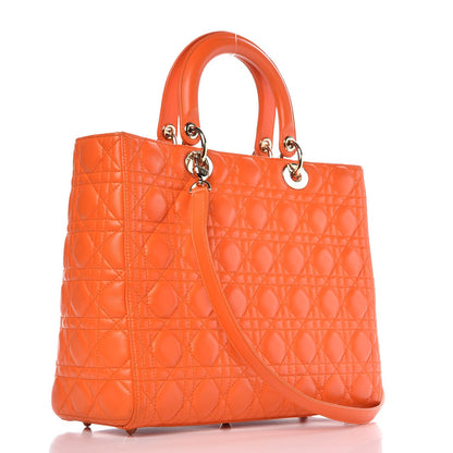 Christian Dior Lambskin Cannage Large Lady Dior Orange 4 of 13