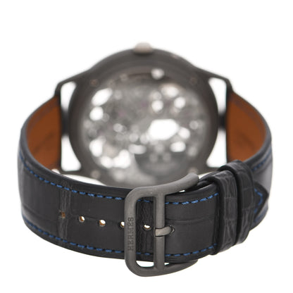 Hermes Platinum Titanium Alligator 39.5mm Slim d'Hermes Squelette Lune Automatic Watch Graphite 3 of 5