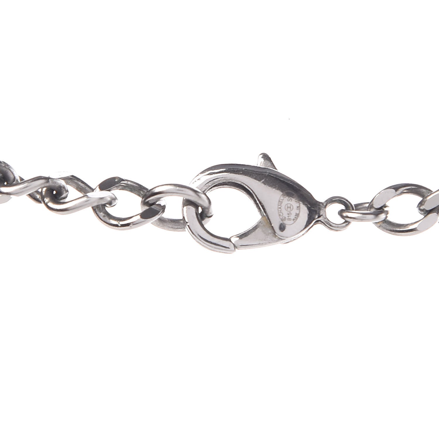 Chanel Crystal Baguette CC Whistle Pendant Necklace Silver 8 of 9