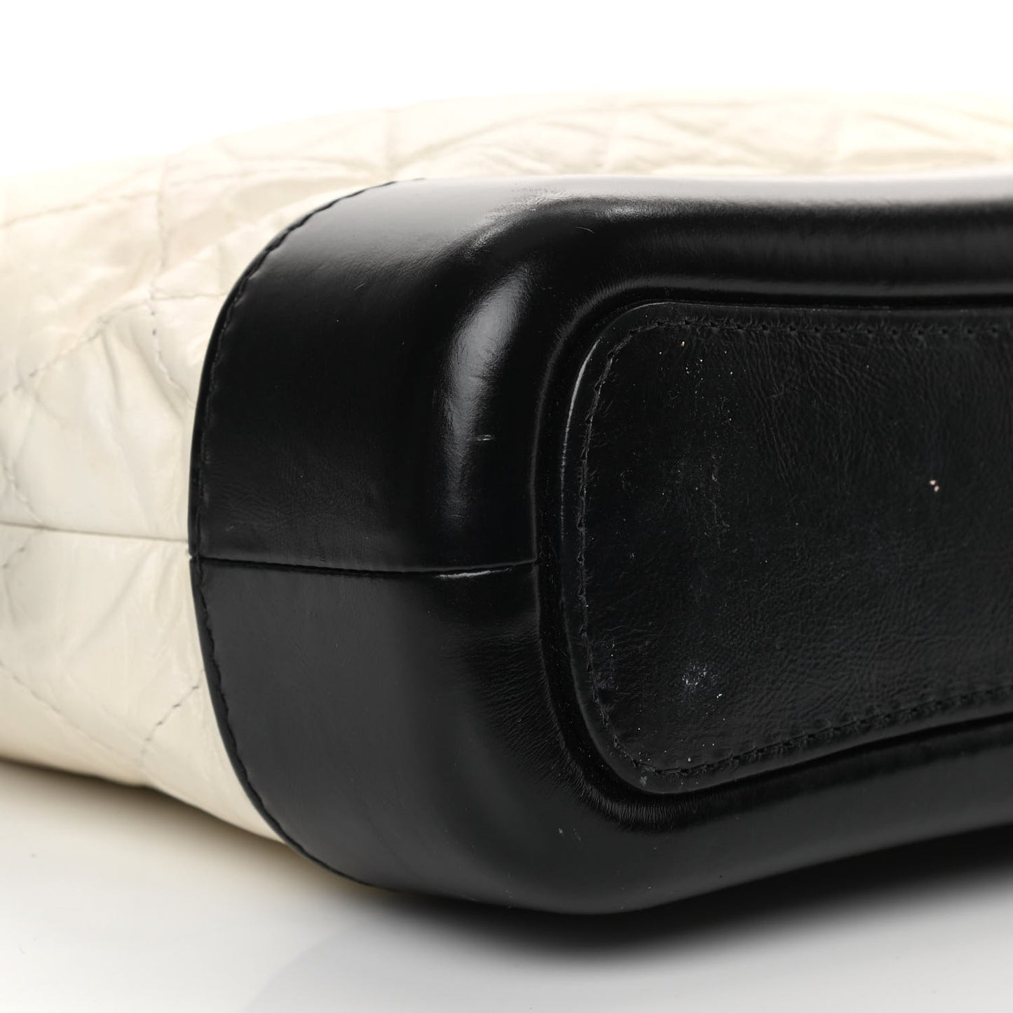 Aged Calfskin Quilted Small Gabrielle Hobo Black White