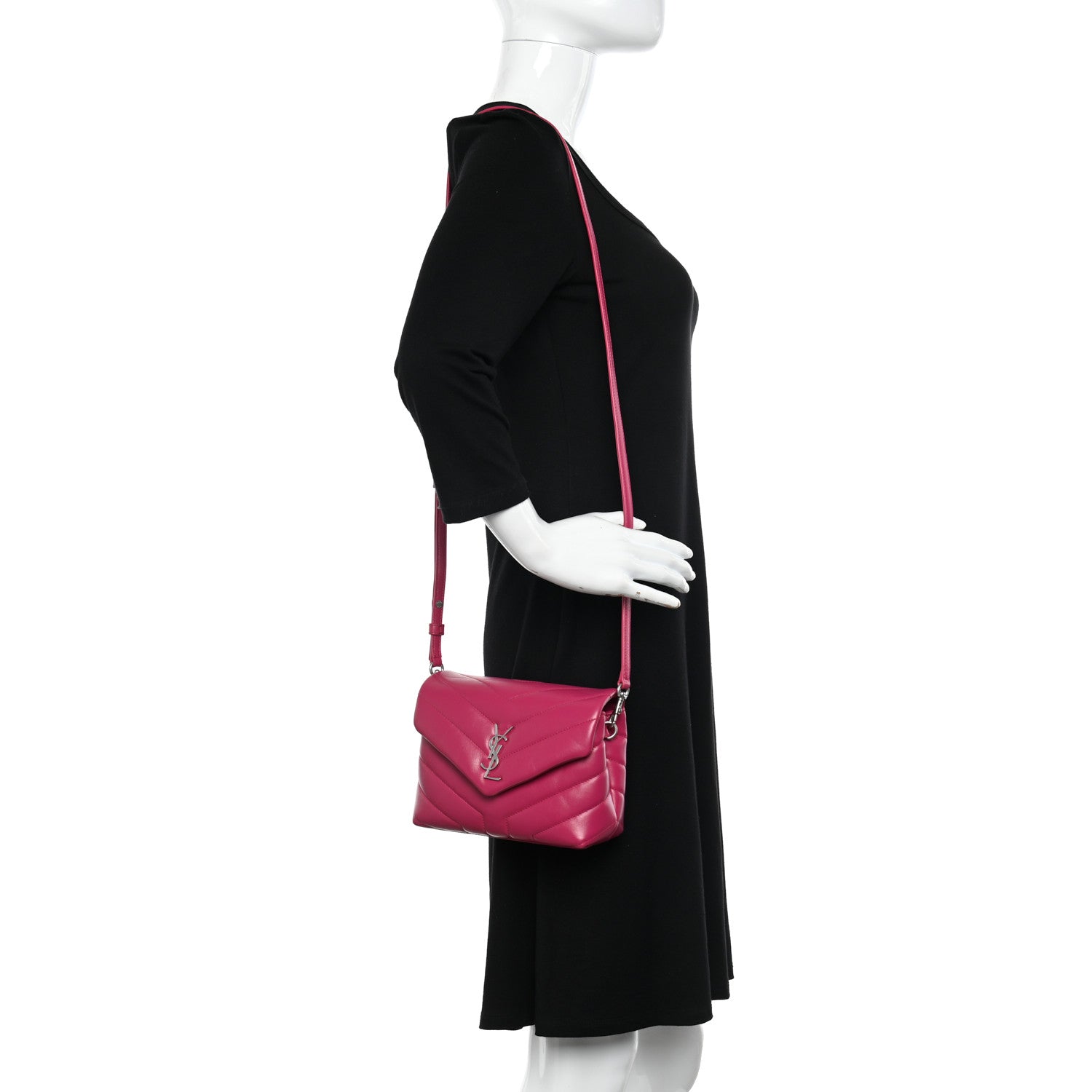 Saint Laurent Calfskin Y Quilted Monogram Toy Loulou Crossbody Bag Freesia 2 of 11