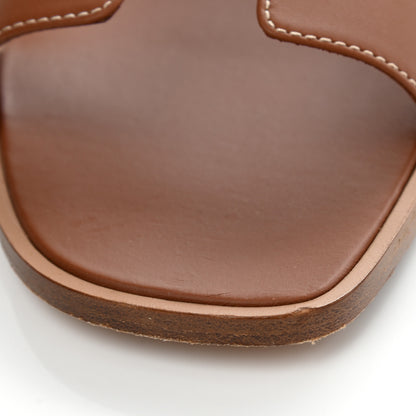 Hermes Box Calfskin Oran Sandals 40.5 Gold 9 of 10