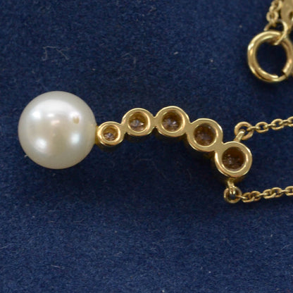 Mikimoto Blue Lagoon 14k Pearl Graduated Diamond Necklace 6 of 6
