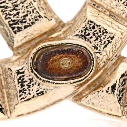 Chanel Studded CC Pin Brooch Gold 4 of 4