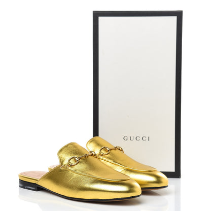 Gucci Metallic Nappa Womens Princetown Slippers 37.5 Gold 15 of 15