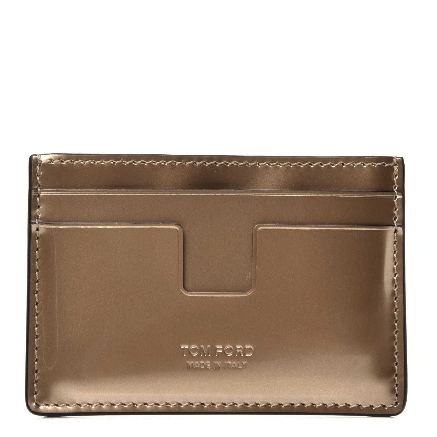 Tom Ford Metallic Calfskin Card Holder Gold 1 of 7