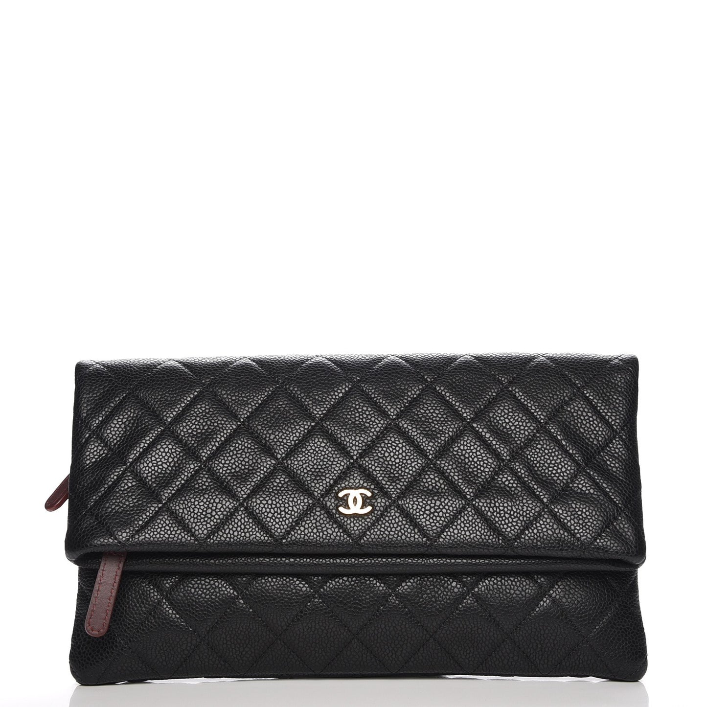 Caviar Quilted CC Beauty Clutch Black