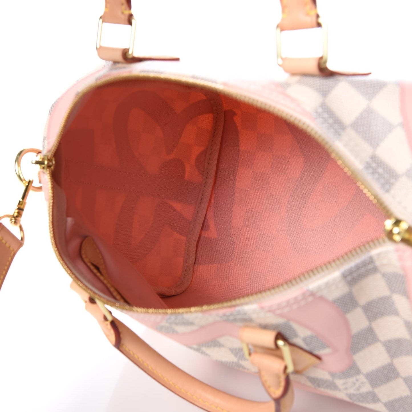 Damier Azur Tahitienne Speedy Bandouliere 30 Rose Ballerine