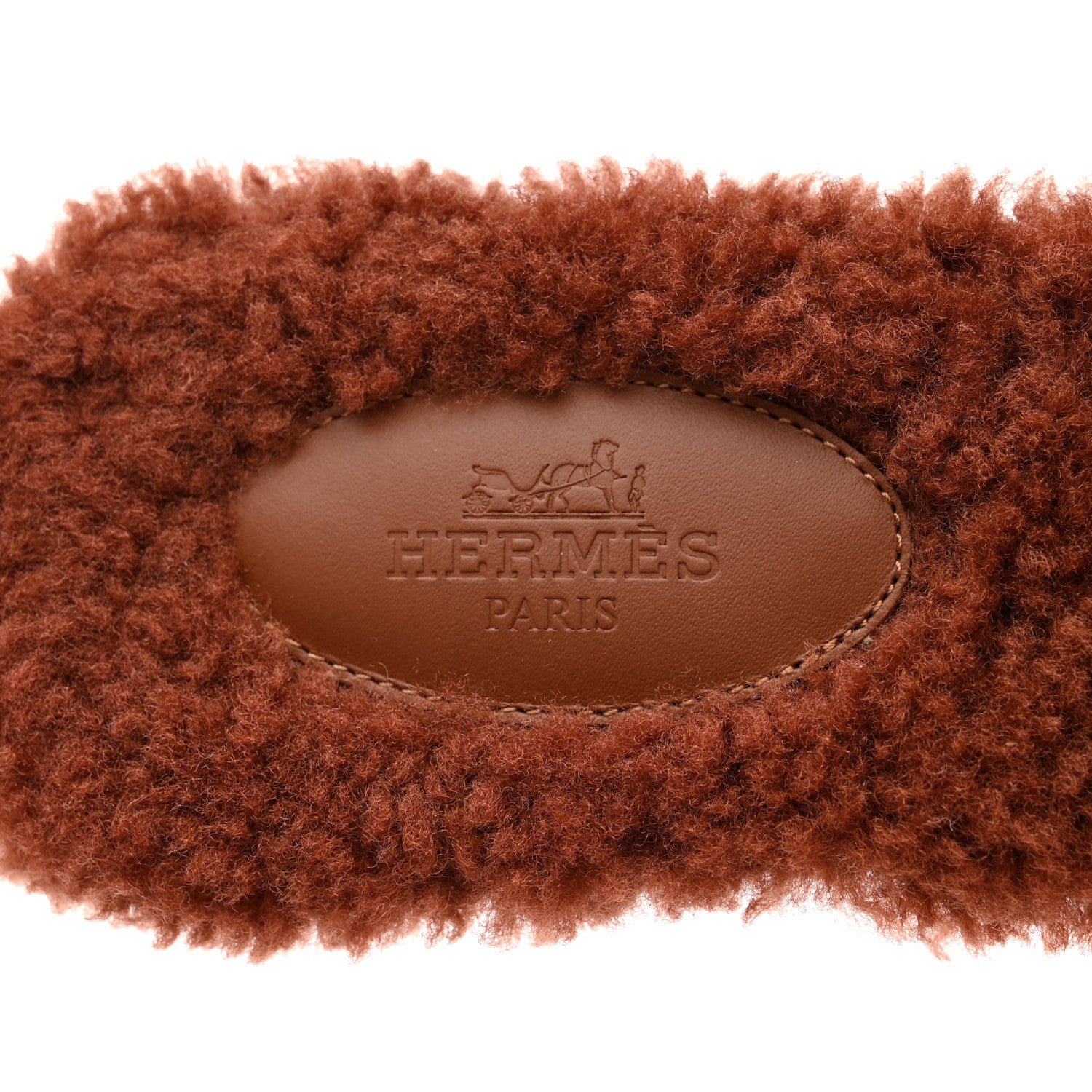 Hermes Woolskin Oran Sandals 37.5 Cognac 6 of 8