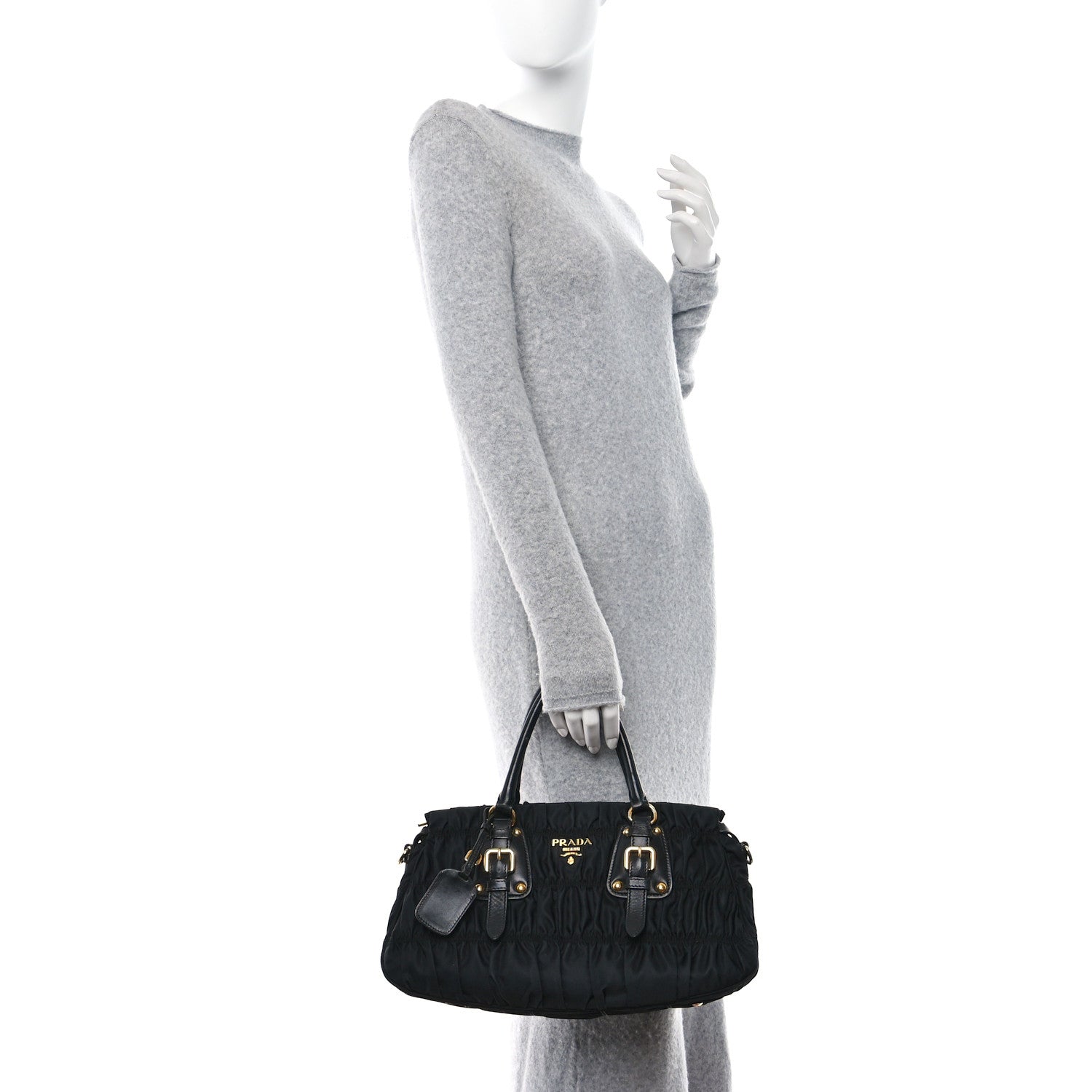 Prada Tessuto Nylon Gaufre Shopping Satchel Black 2 of 12