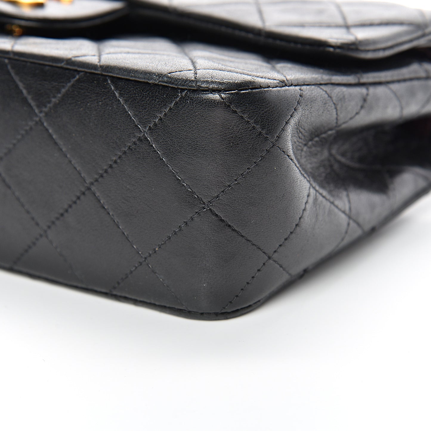 Lambskin Quilted Small Double Flap Black