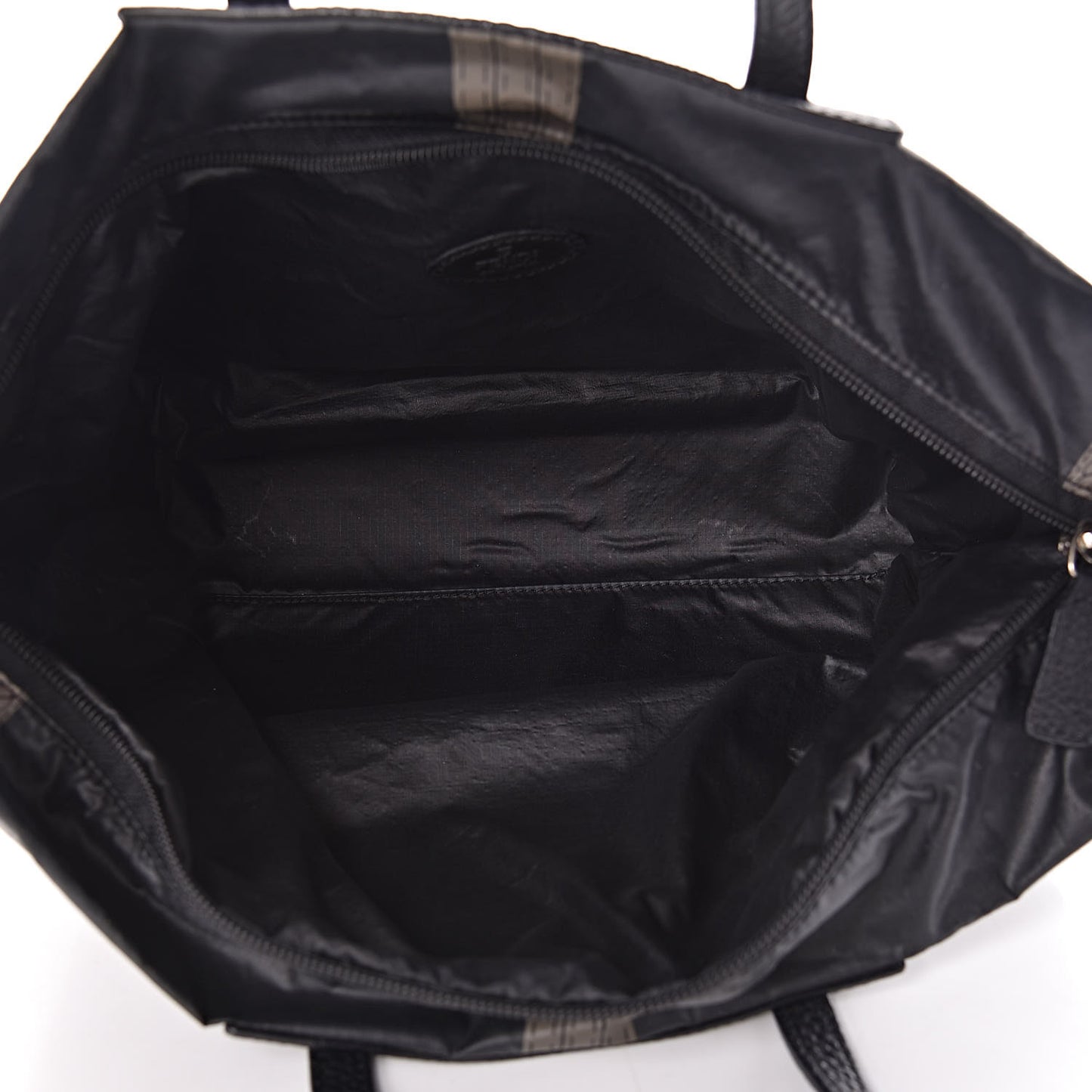 Nylon Calfskin Romano Selleria Villa Borghese Tote Black