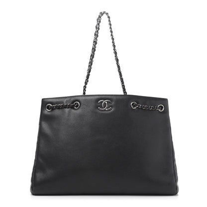 Chanel Metallic Grained Calfskin Woven Chain Large Shopping Bag Black 1 of 10
