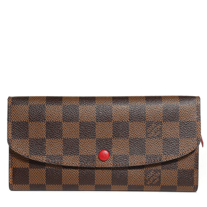 Louis Vuitton Damier Ebene Emilie Wallet Red 1 of 8