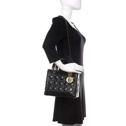 Christian Dior Lambskin Cannage Medium Lady Dior Black 2 of 11