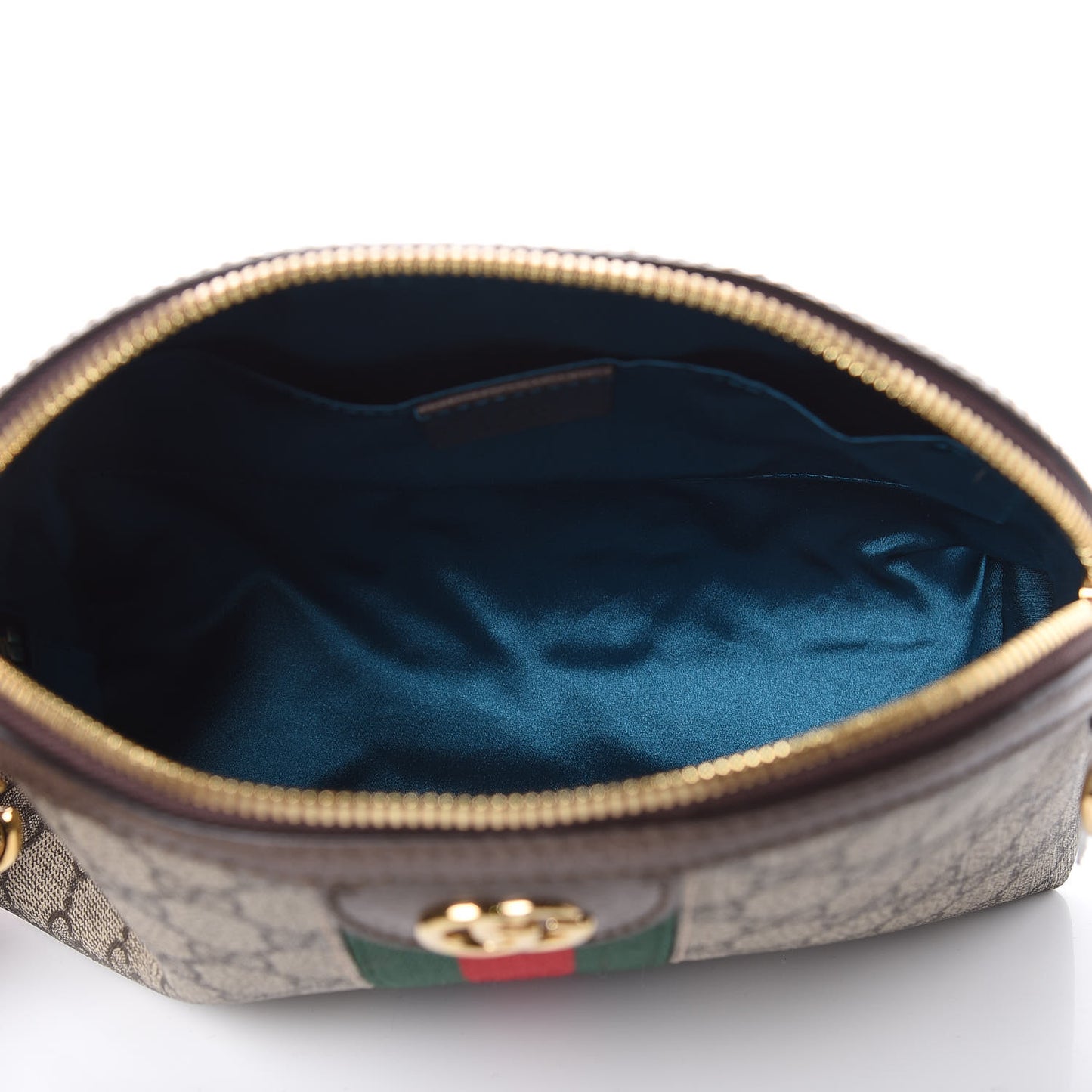 GG Supreme Monogram Textured Dollar Calfskin Web Small Ophidia Dome Shoulder Bag Beige Ebony New Acero