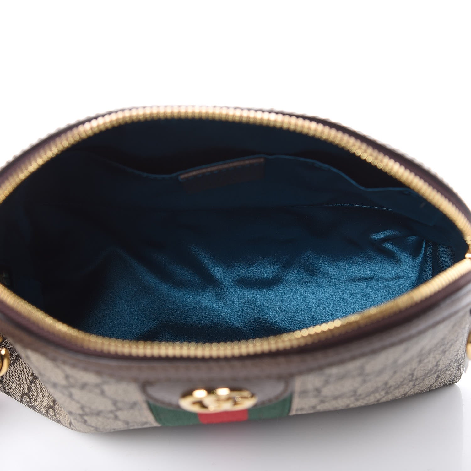 Gucci GG Supreme Monogram Textured Dollar Calfskin Web Small Ophidia Dome Shoulder Bag Beige Ebony New Acero 5 of 9