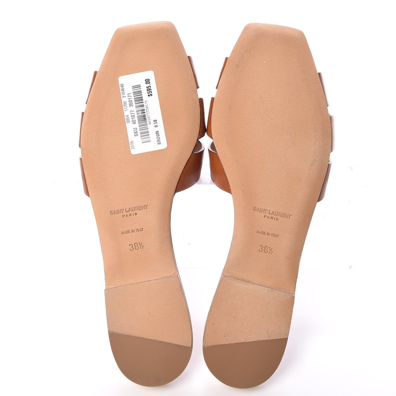 Saint Laurent Calfskin Tribute 05 Slide Sandals 38.5 Ambra 5 of 9