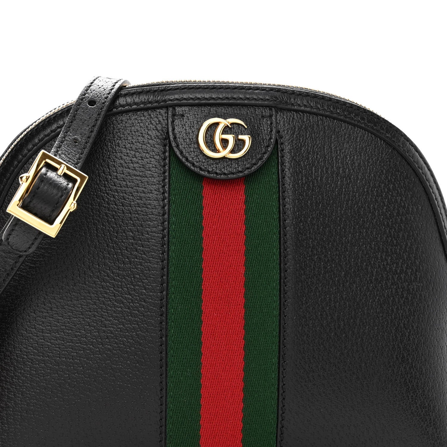 Gucci Calfskin GG Web Small Ophidia Dome Shoulder Bag Black 8 of 10
