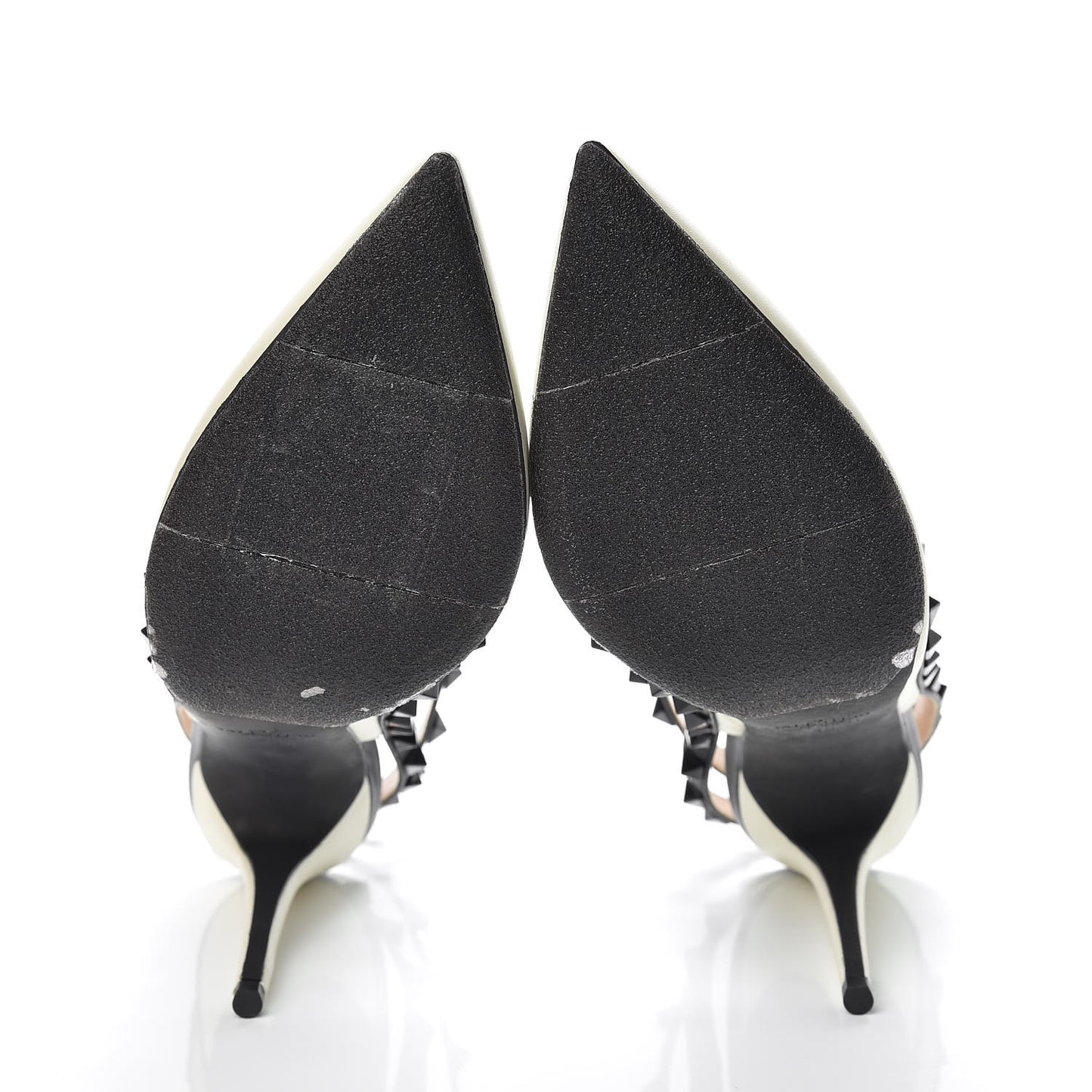 Nappa Rockstud Ankle Strap 100mm Pumps 40 Light Ivory Black