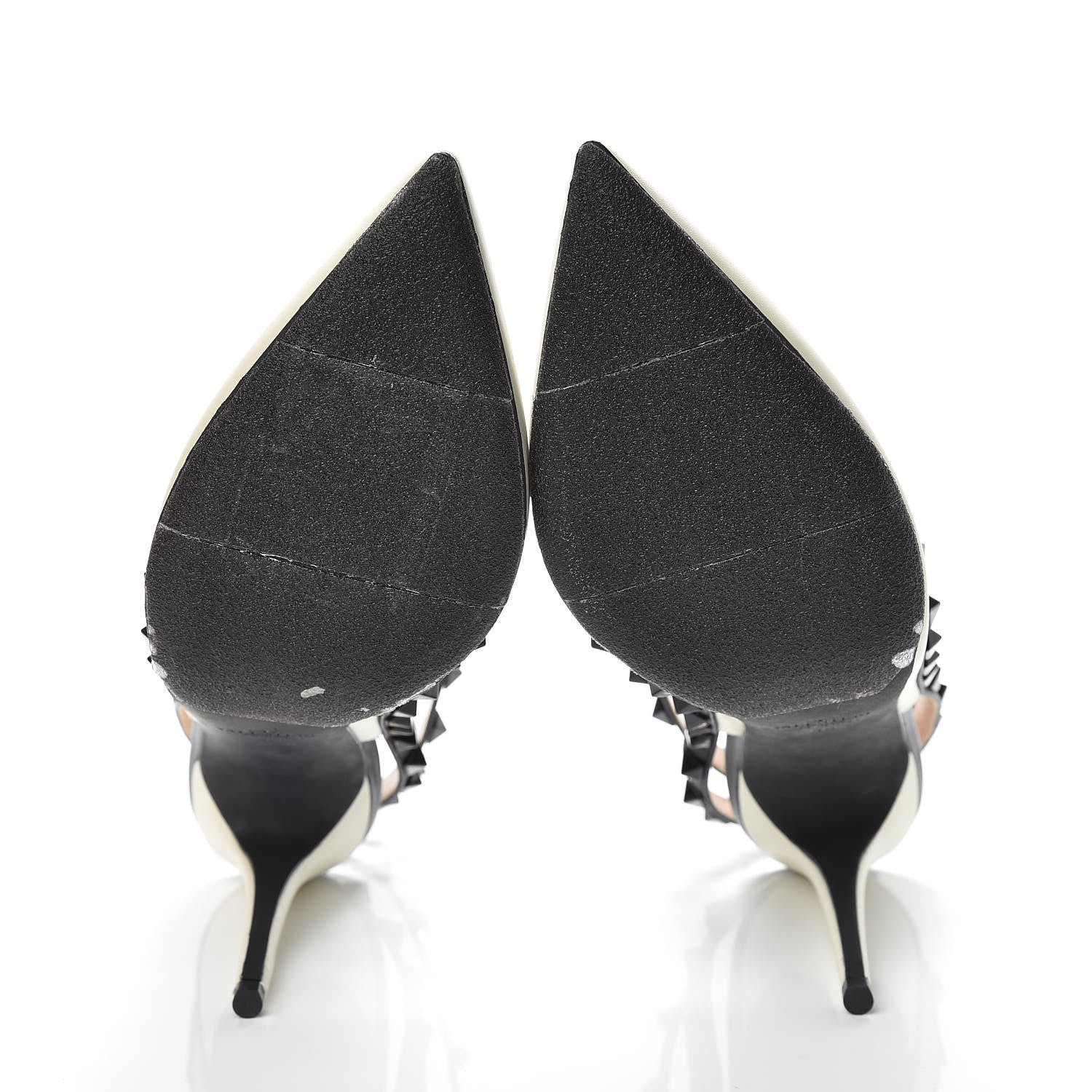 Valentino Garavani Nappa Rockstud Ankle Strap 100mm Pumps 40 Light Ivory Black 7 of 12