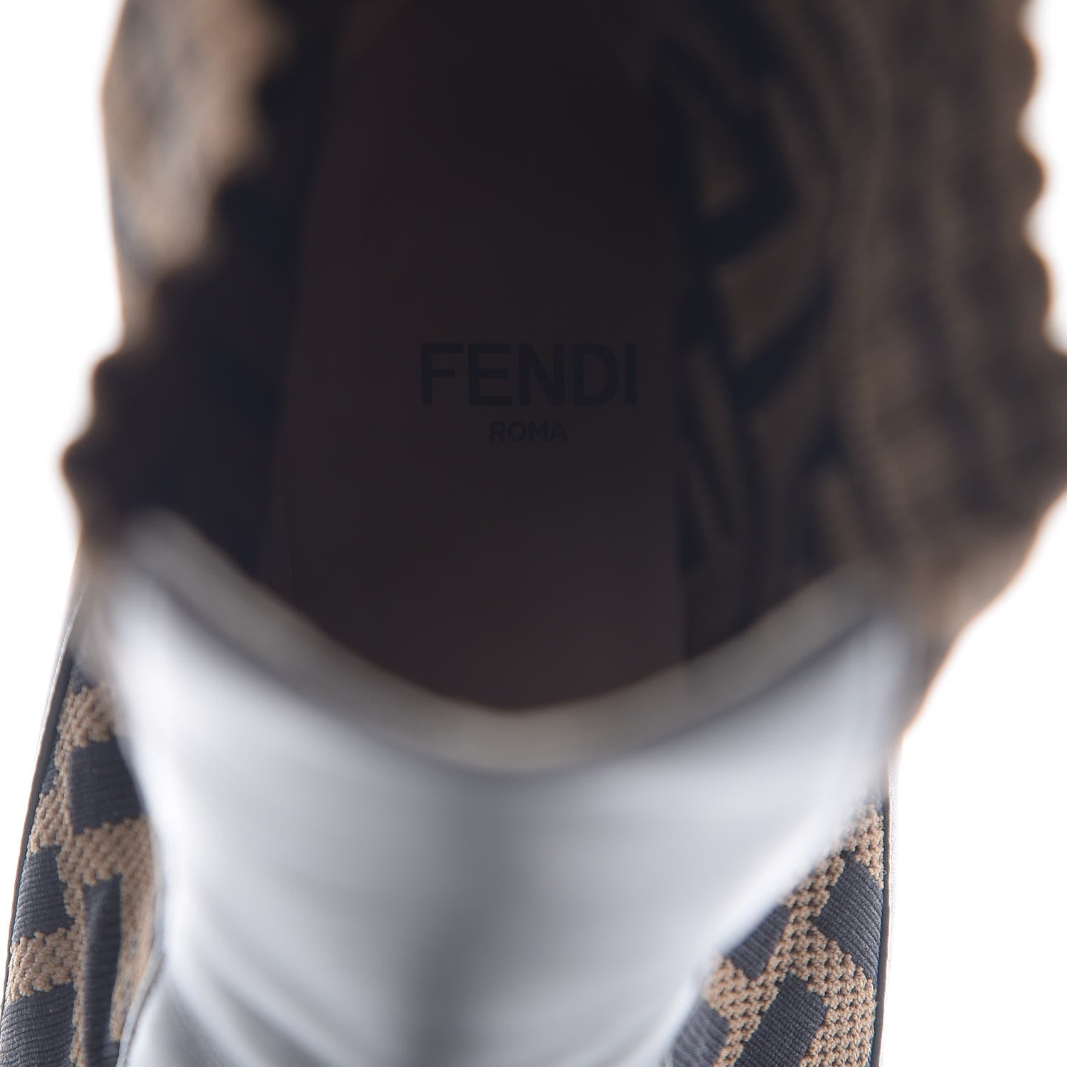 Fendi Vitellino Microfiber Fabric FF Rockoko Low Heel Sock Boots 38.5 Ebano Tobacco Black 10 of 11