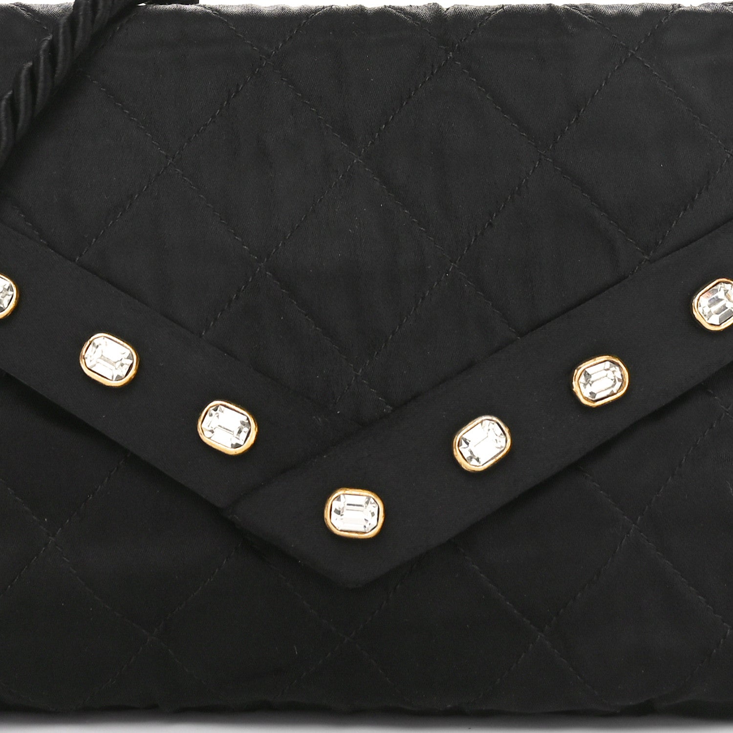 Chanel Fabric Quilted Crystal Envelope Small Flap Black 8 of 10