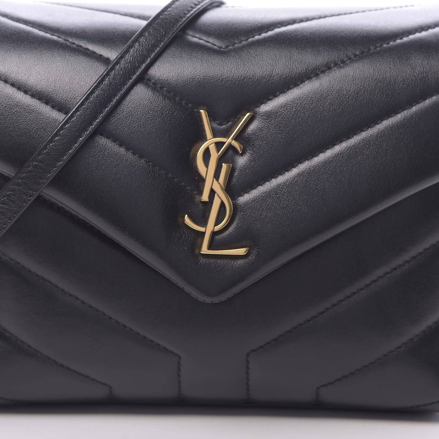 Saint Laurent Calfskin Y Quilted Monogram Toy Loulou Crossbody Bag Black 9 of 10