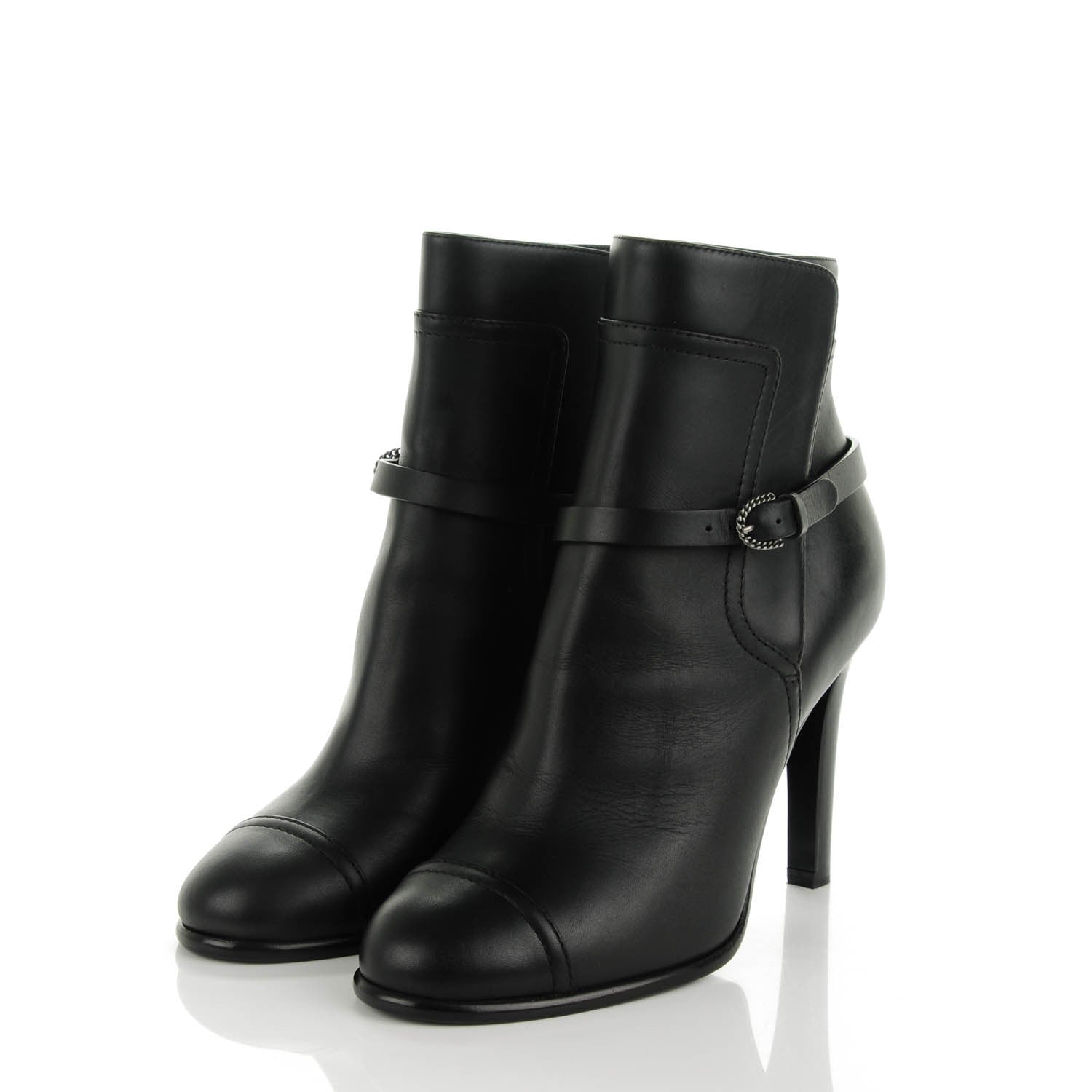 Chanel Calfskin Buckle Short Boots 36 Black 3 of 7