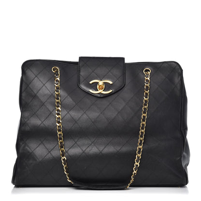 Chanel Calfskin Stitched XL Weekender Black 1 of 14
