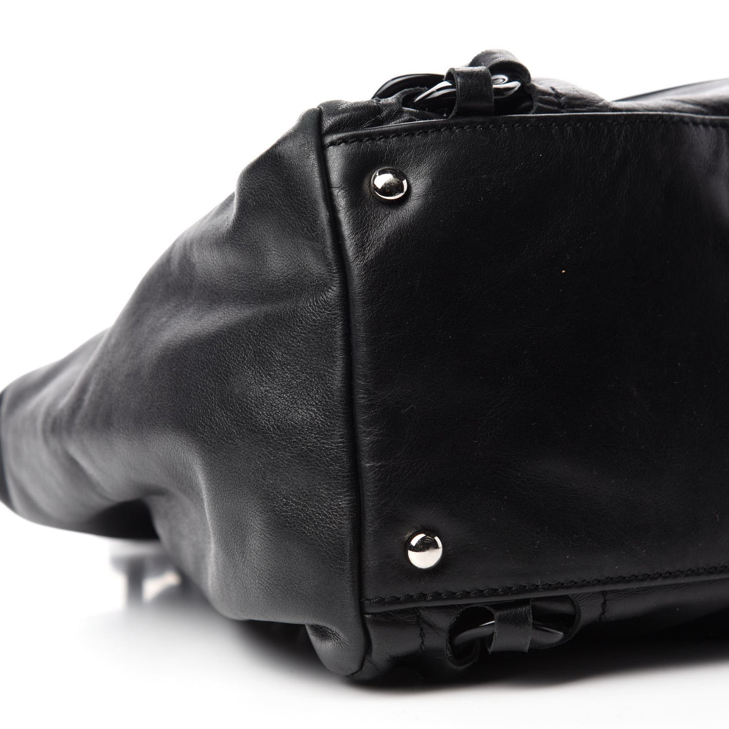 Calfskin Modern Chain Rhodoid East West Tote Black